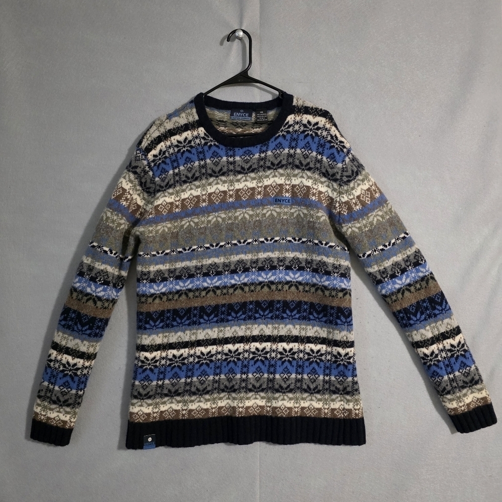 Enyce Mens 100% Lambswool Fair Isle Winter Sweater Size XXL